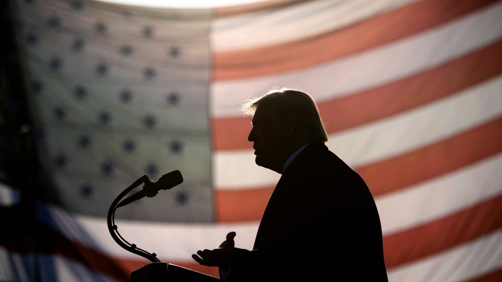 Image: Then-President Donald Trump speaks at a campaign rally in Minnesota on Sept. 18, 2020.
