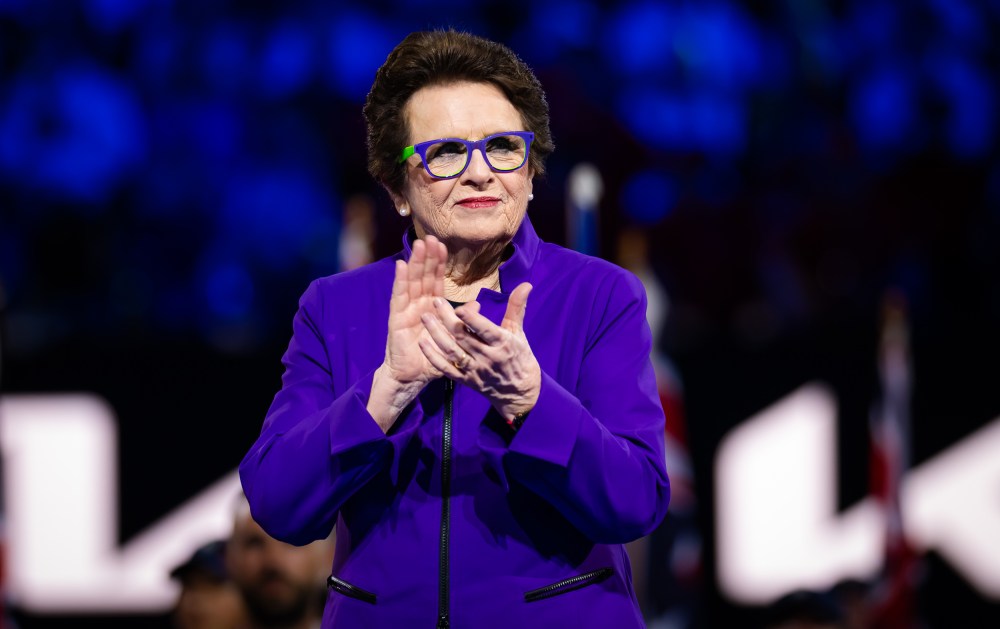 Billie Jean King at the trophy ceremony at Australian Open