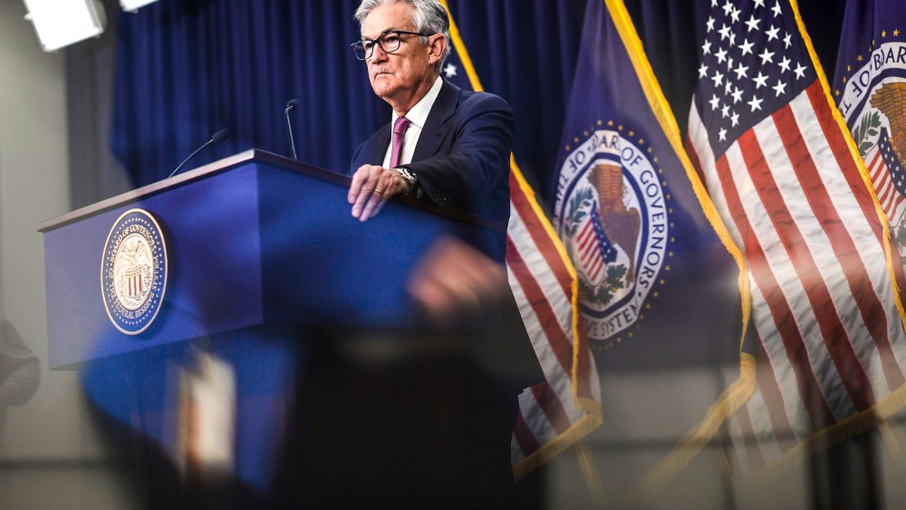 Image: Federal Reserve Board Chairman Jerome Powell speaks during a news conference after a Federal Open Market Committee meeting on Feb. 1, 2023.