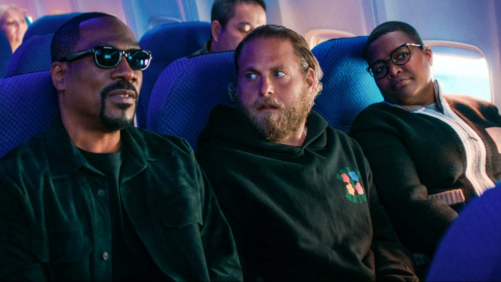 Eddie Murphy as Akbar, Jonah Hill as Ezra and Sam Jay as Mo in "You People."