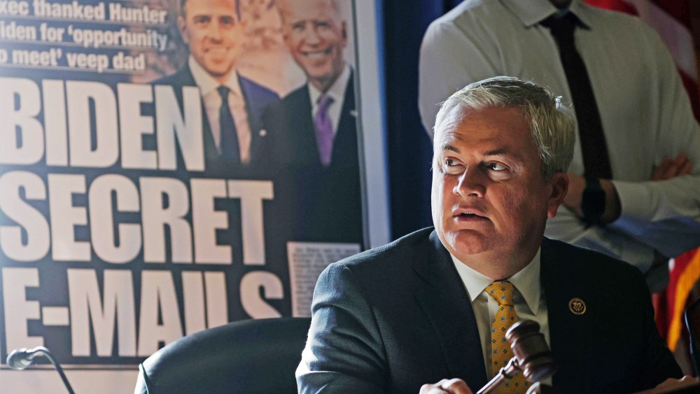 Committee Chairman Rep. James Comer, R-Ky, announces a recess because of a power outage during a hearing before the House Oversight and Accountability Committee on Feb. 8, 2023.