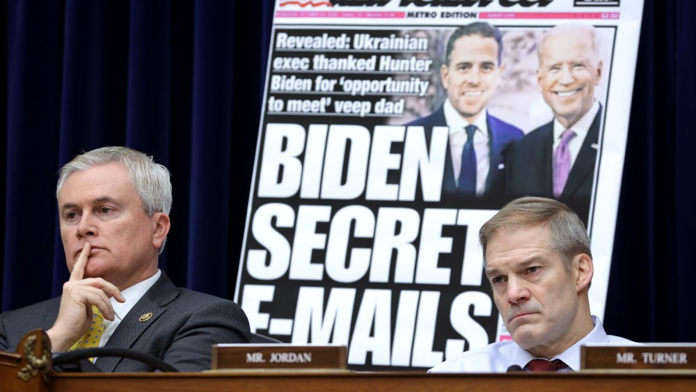 Image: Committee Chairman Rep. James Comer, R-Ky., and Rep. Jim Jordan, R-OH, during a hearing Twitter's role in suppressing the Hunter Biden laptop story, on Feb. 8, 2023.