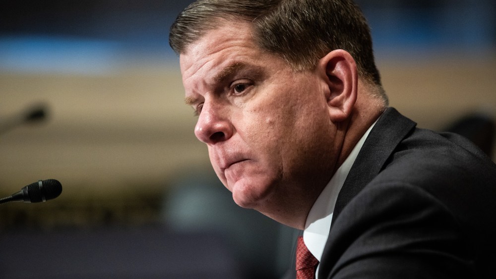 Marty Walsh during his confirmation hearing for Labor Secretary on Capitol Hill