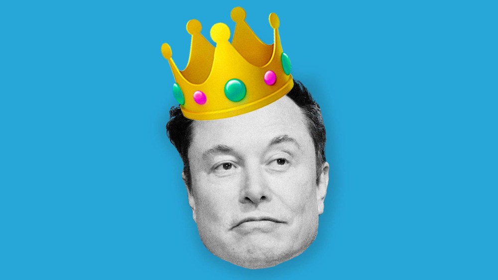 Photo Illustration: Elon Musk wearing an emoji crown