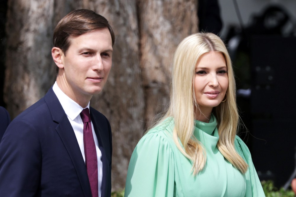 Special adviser to the president Jared Kushner (L) and Ivanka Trump arrive to the signing ceremony of the Abraham Accords on the South Lawn of the White House September 15, 2020 in Washington, DC. Witnessed by President Trump, Prime Minister Netanyahu signed a peace deal with the UAE and a declaration of intent to make peace with Bahrain.