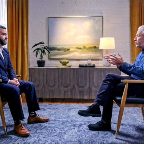 Jon Stewart interviews Oklahoma Republican State Sen. Nathan Dahm on Season 2 of "The Problem With Jon Stewart."