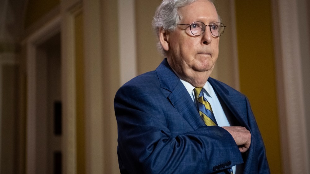 Mitch McConnell arrives for the weekly Senate Republican Leadership press conference, at the U.S. Capitol