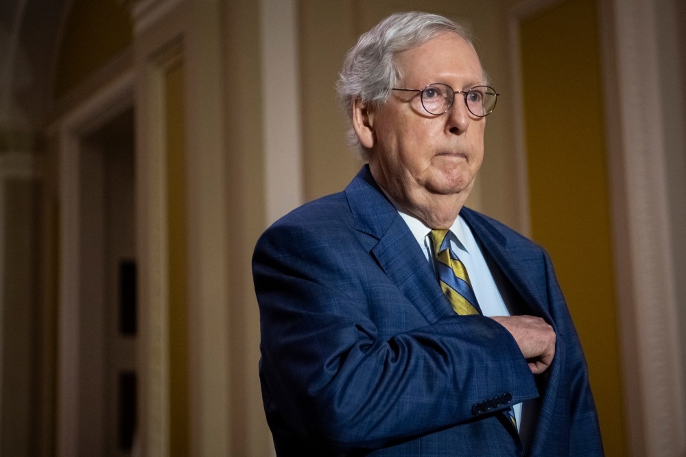 Mitch McConnell arrives for the weekly Senate Republican Leadership press conference, at the U.S. Capitol