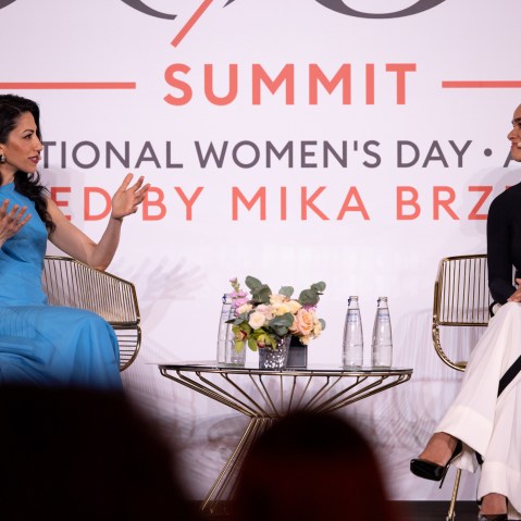 Huma Abedin speaks with Misty Copeland onstage during the 30/50 Summit.