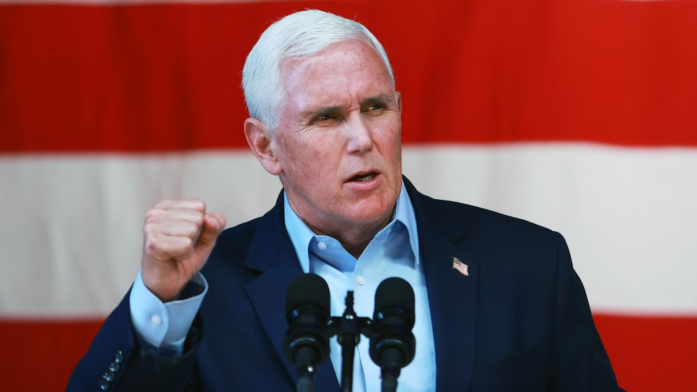 Mike Pence speaks at a campaign event for Brian Kemp in Kennesaw, Ga., on May 23, 2022.