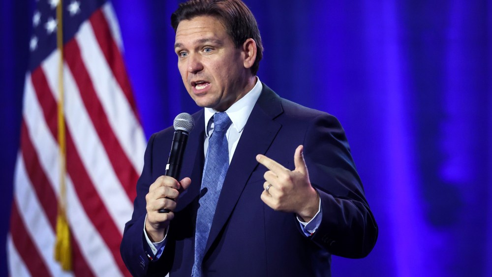 Florida Gov. Ron DeSantis at the Iowa State Fairgrounds on March 10, 2023, in Des Moines.