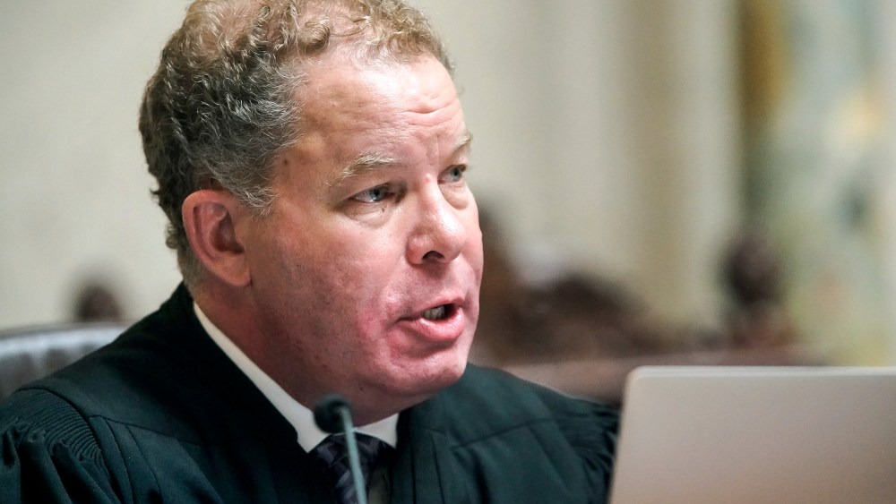 Wisconsin Supreme Court Justice Daniel Kelly speaks during oral arguments at the Wisconsin State Capitol in Madison on  May 15, 2019.
