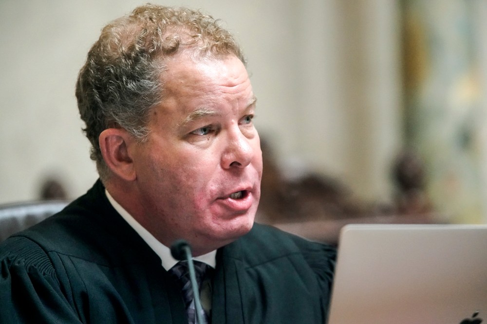 Wisconsin Supreme Court Justice Daniel Kelly speaks during oral arguments at the Wisconsin State Capitol in Madison on  May 15, 2019.