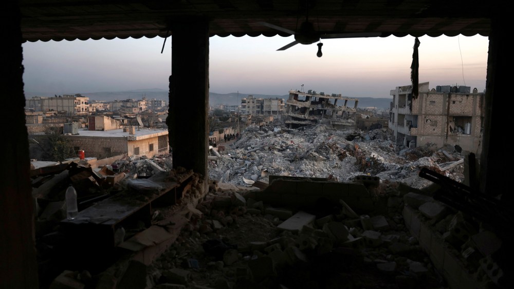 Image: Collapsed buildings in the Jinderis area of Aleppo, Syria, on Feb. 9, 2023.