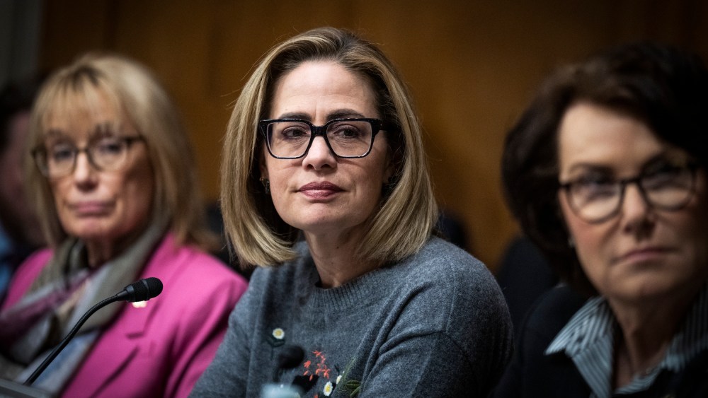 Sens. Kyrsten Sinema, I-Ariz., in Dirksen Building on March 15, 2023.