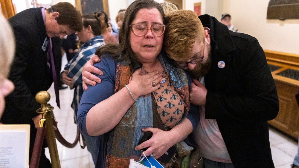 Activists appeared at the Capitol to protest SB 140, a bill sponsored by Summers that would prevent medical professionals from giving transgender children certain hormones or surgical treatment.