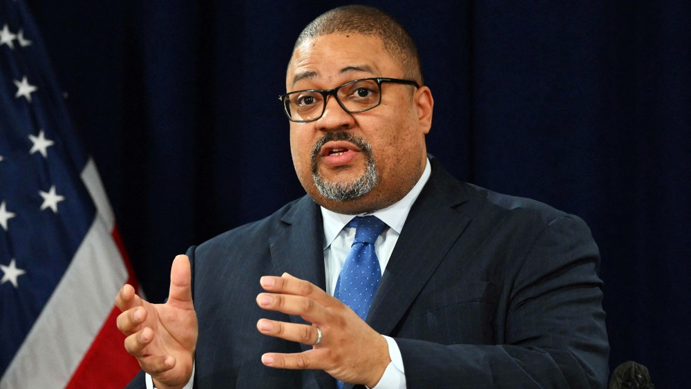 Manhattan District Attorney Alvin Bragg  at a press conference to discuss his indictment of former President Donald Trump, in New York, on April 4, 2023.