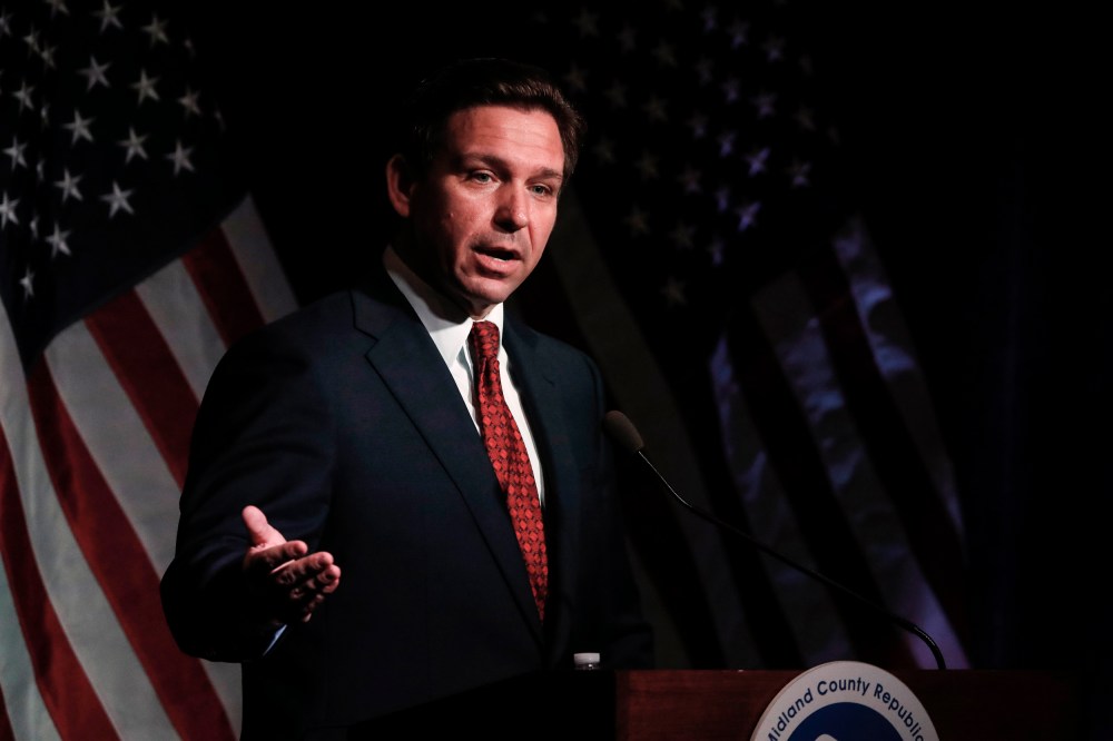 Florida Gov. Ron DeSantis in Midland, Mich., on April 6, 2023.