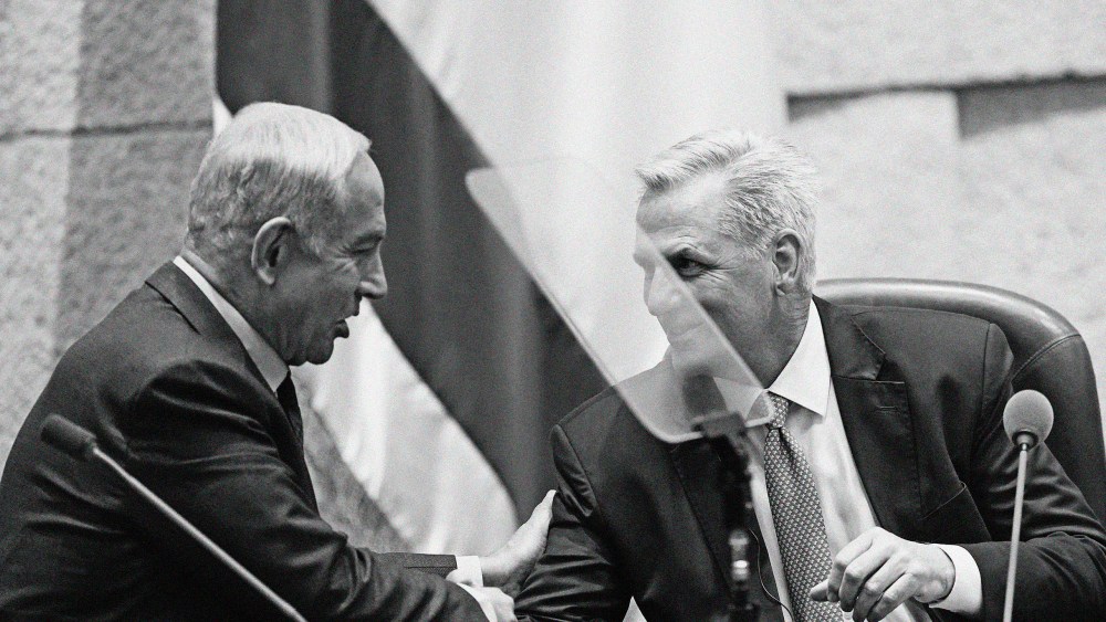 Israeli Prime Minister Benjamin Netanyahu and U.S. House Speaker Kevin McCarthy during a session of the Knesset in Jerusalem, on May 1, 2023.