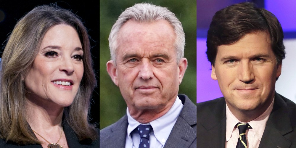 Marianne Williamson, Robert F. Kennedy Jr., and Tucker Carlson.