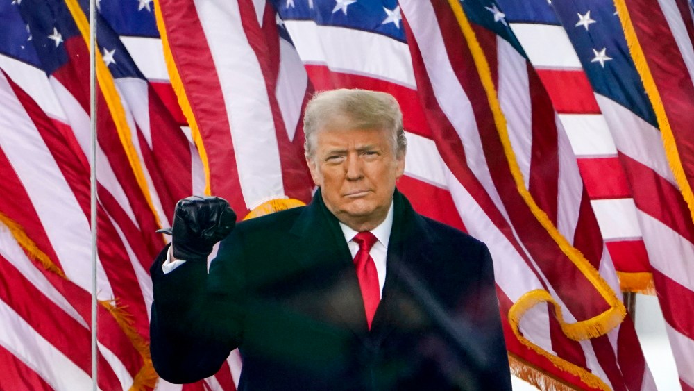 President Donald Trump at the start of a rally before the riot in Washington on Jan. 6, 2021.