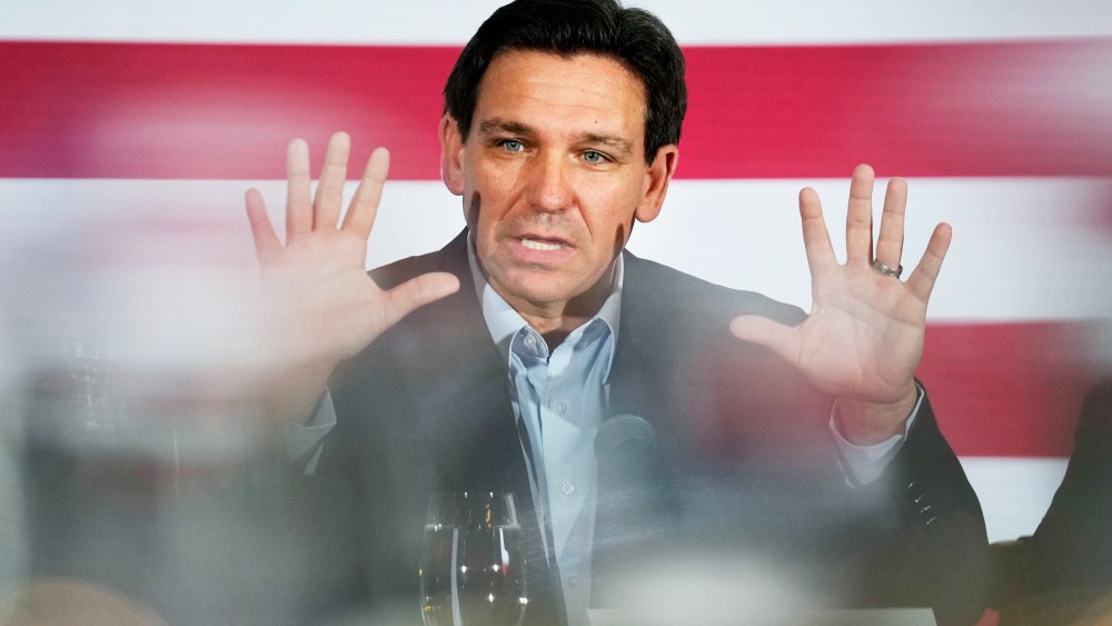 Florida Gov. Ron DeSantis at a political roundtable, in Bedford, N.H.