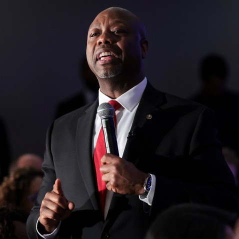 Sen. Tim Scott, R-S.C., in Charleston, S.C., on Feb. 16, 2023.
