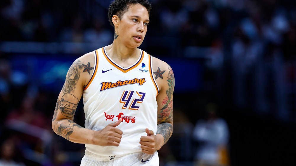 Image: Brittney Griner #42 of the Phoenix Mercury during play against the Los Angeles Sparks at Crypto.com Arena on May 19, 2023 in Los Angeles.