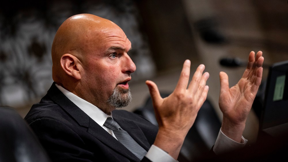 Sen. John Fetterman, D-Pa., during a hearing in Washington on Tuesday, May 16, 2023.