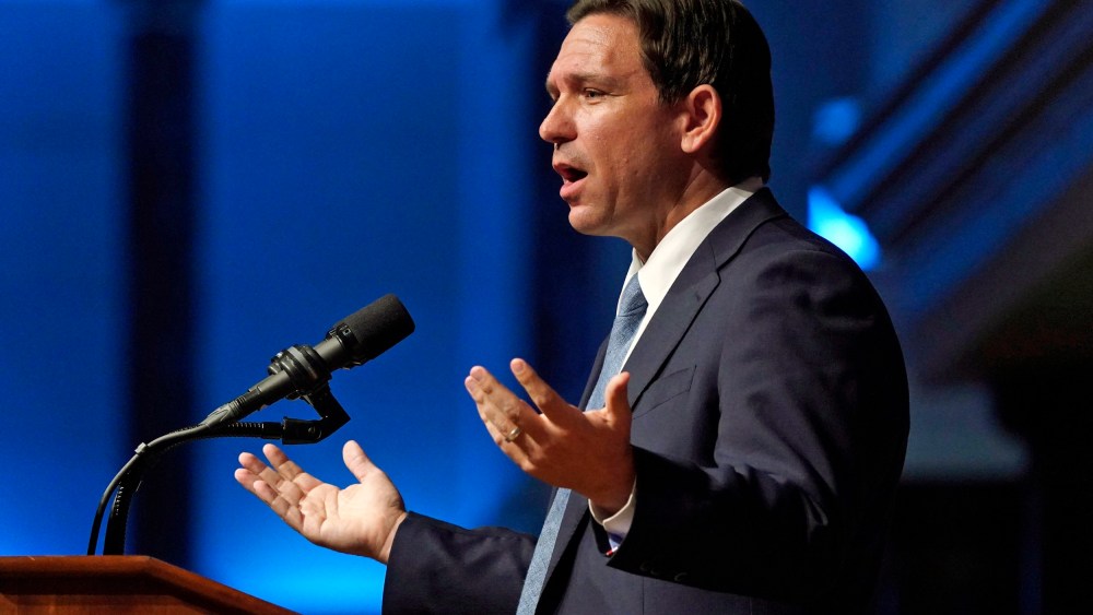 Florida Gov. Ron DeSantis speaks during the North Carolina Republican Party Convention in Greensboro on June 9, 2023.