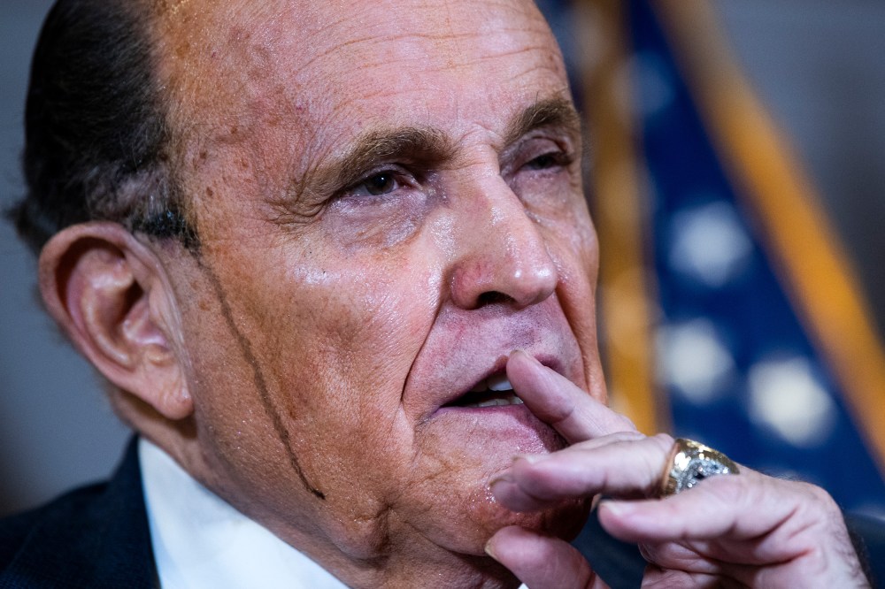 Rudy Giuliani at a news conference at the Republican National Committee on lawsuits regarding the outcome of the 2020 presidential election in 2020.