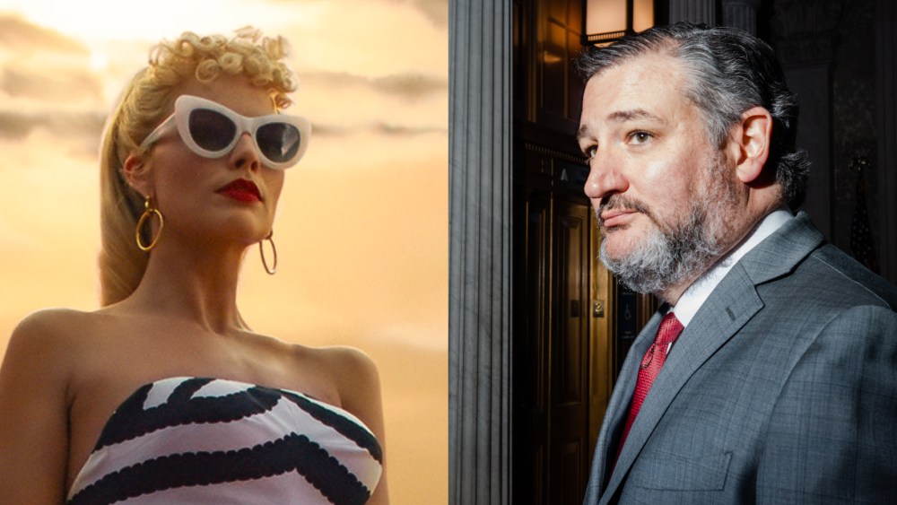 Margot Robbie as Barbie in "Barbie;" Sen. Ted Cruz, R-Texas.