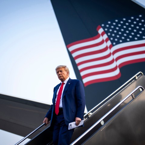 Donald Trump arrives at Newark Liberty International Airport in Newark, N.J.
