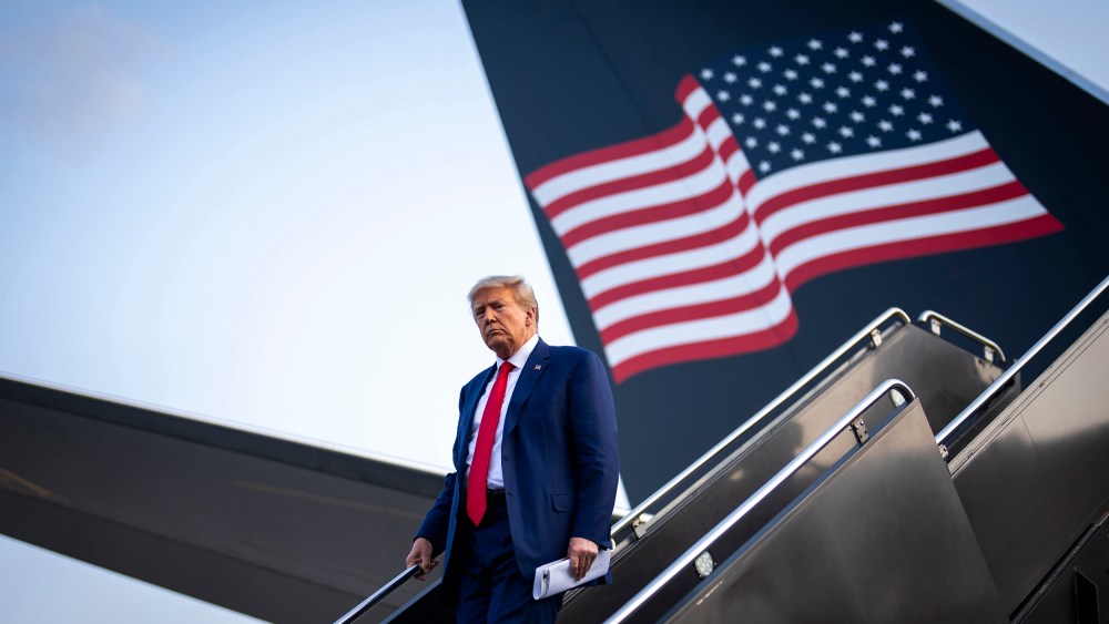 Donald Trump arrives at Newark Liberty International Airport in Newark, N.J.