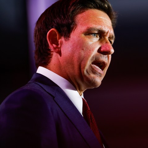 Republican presidential candidate Florida Governor Ron DeSantis delivers remarks at the 2023 Christians United for Israel summit on July 17, 2023 in Arlington, Va.