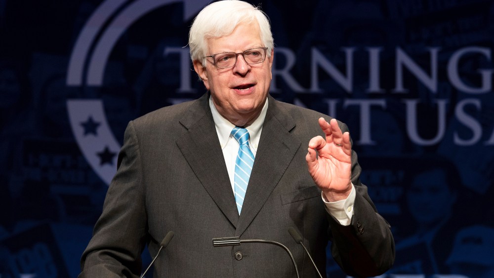 Dennis Prager, nationally syndicated conservative radio talk show host and writer, speaking at the Turning Point High School Leadership Summit in Washington, DC on July 24, 2018.
