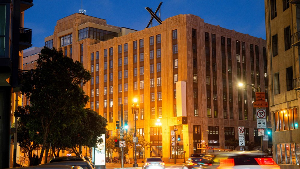 A newly-constructed X sign on the roof of the headquarters of the social media platform previously known as Twitter, in San Francisco, on July 29, 2023.