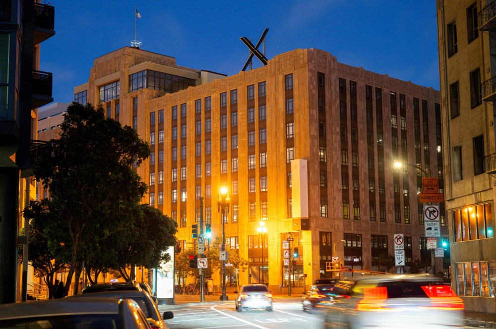 A newly-constructed X sign on the roof of the headquarters of the social media platform previously known as Twitter, in San Francisco, on July 29, 2023.