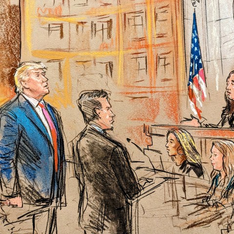 Former U.S. President Donald Trump is arraigned at the E. Barrett Prettyman United States Courthouse on Aug. 3, 2023.