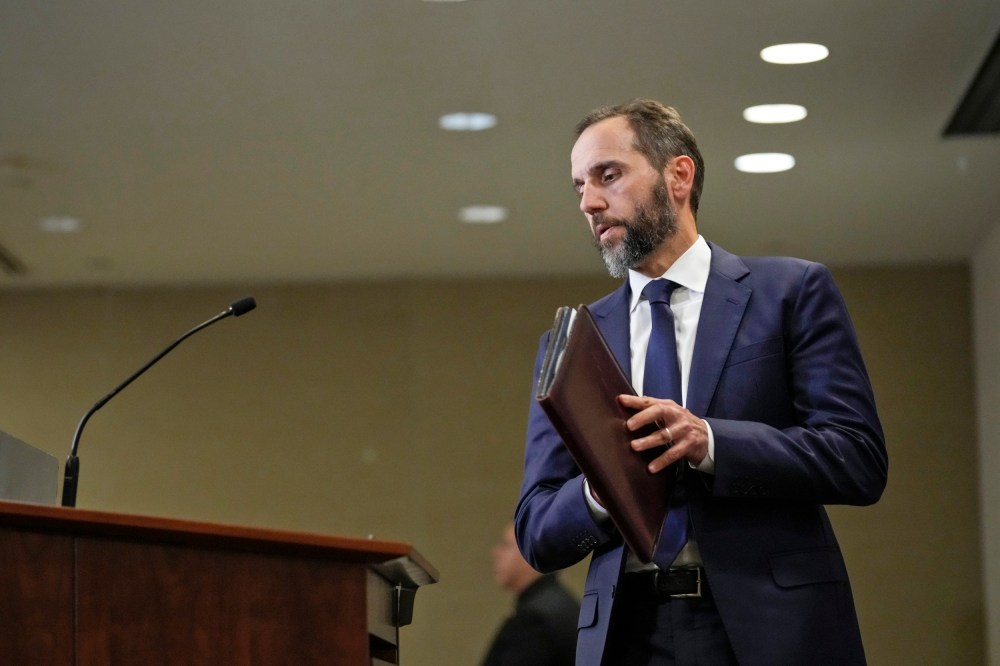 Special Counsel Jack Smith prepares to speak about the indictment including four felony counts against former President Donald Trump on Aug. 1, 2023 in Washington.