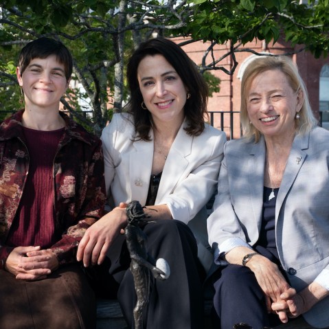 Ashirah Knapp,left, author Shannon A. Mullen and Maine Gov. Janet Mills.