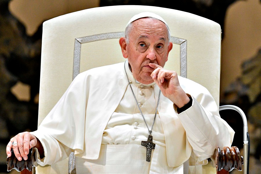 Pope Francis attends his weekly General Audience at the Paul VI Hall on Aug. 9, 2023 in Vatican City.