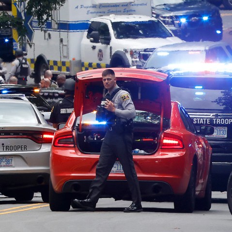 Law enforcement officers on the campus of the University of North Carolina at Chapel Hill