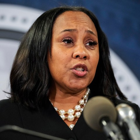 Fani Willis speaks during a news conference in Atlanta