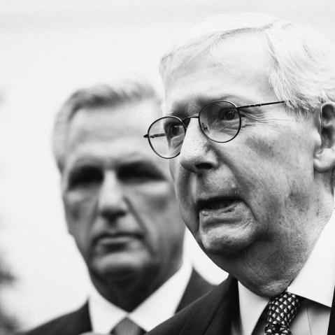 Senate Minority Leader Mitch McConnell and House Speaker Kevin McCarthy at the White House on May 16, 2023.