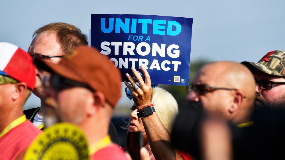 A United Auto Workers Local 863 rally in Louisville, Ky., on Aug. 24, 2023.
