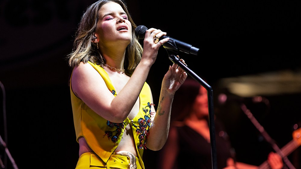 Maren Morris performs at Merlefest on April 29, 2023 in Wilkesboro, N.C.