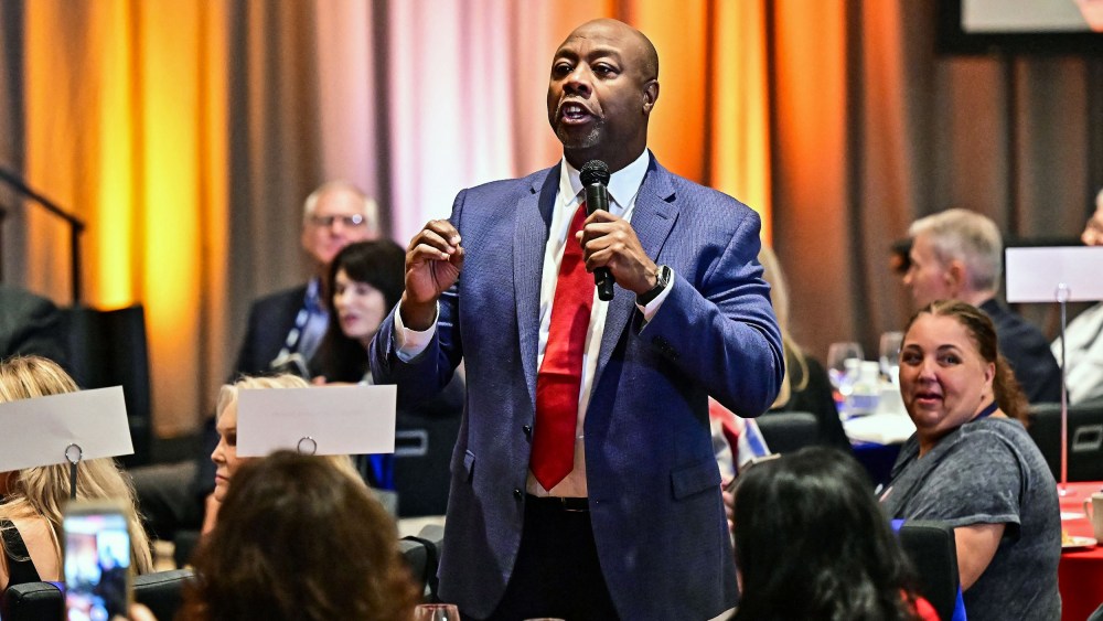 Republican presidential candidate Sen. Tim Scott campaigns in California.
