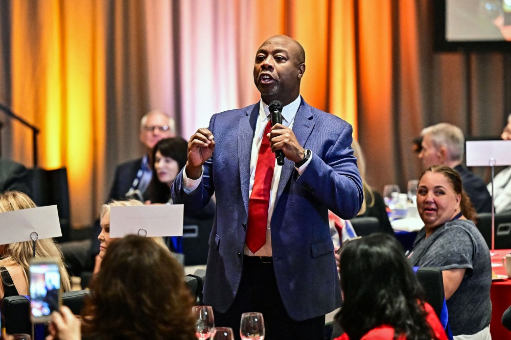 Republican presidential candidate Sen. Tim Scott campaigns in California.