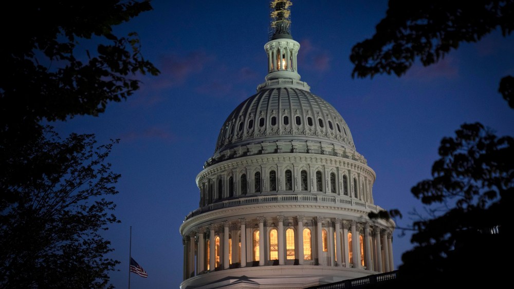 Night falls at the Capitol on Tuesday, Oct. 3, 2023.